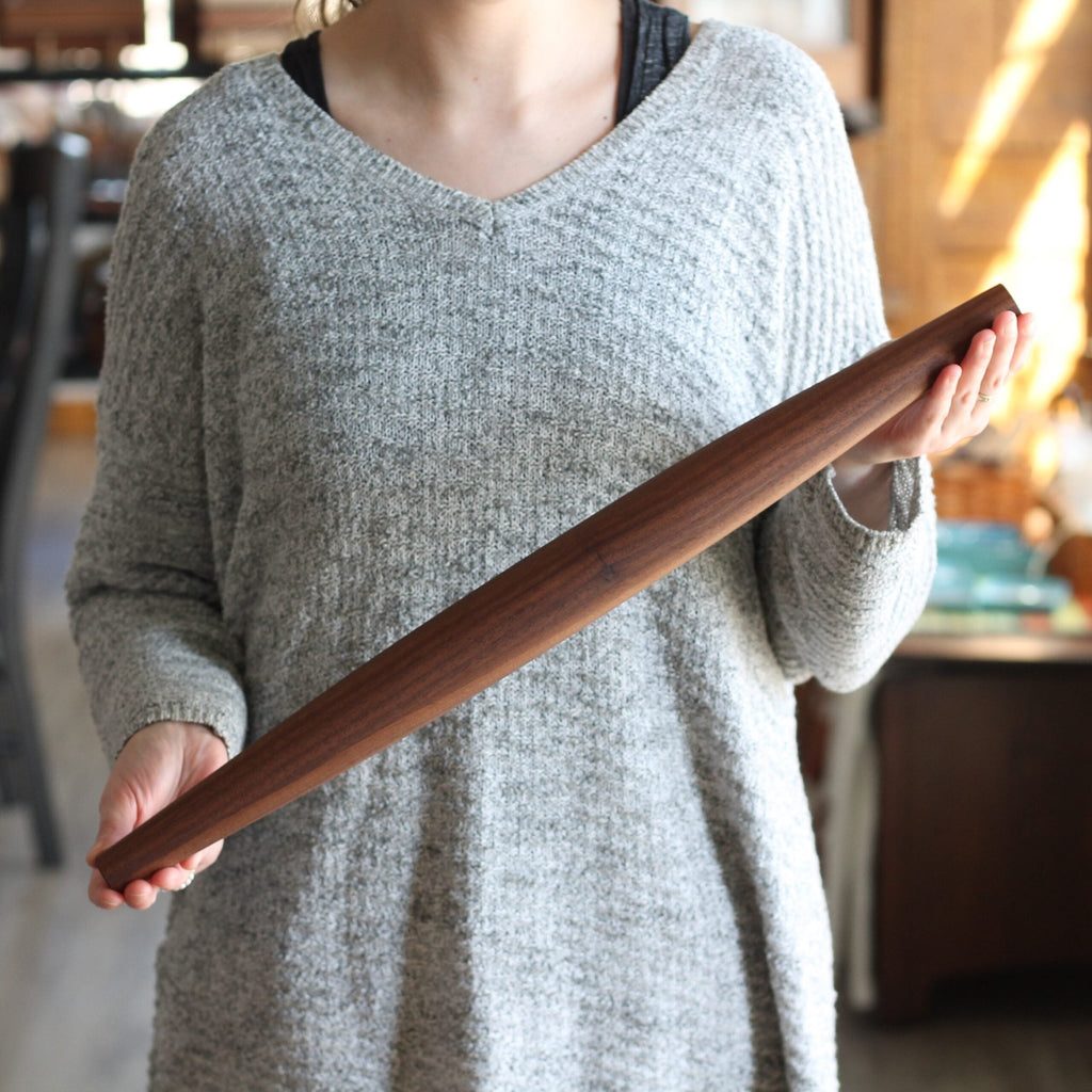 Rouleau à pâtisserie français en bois massif fait à la main
