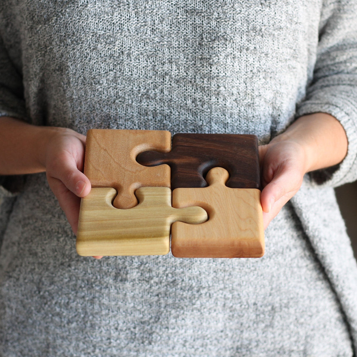 Dessous de plat puzzle en bois fait main