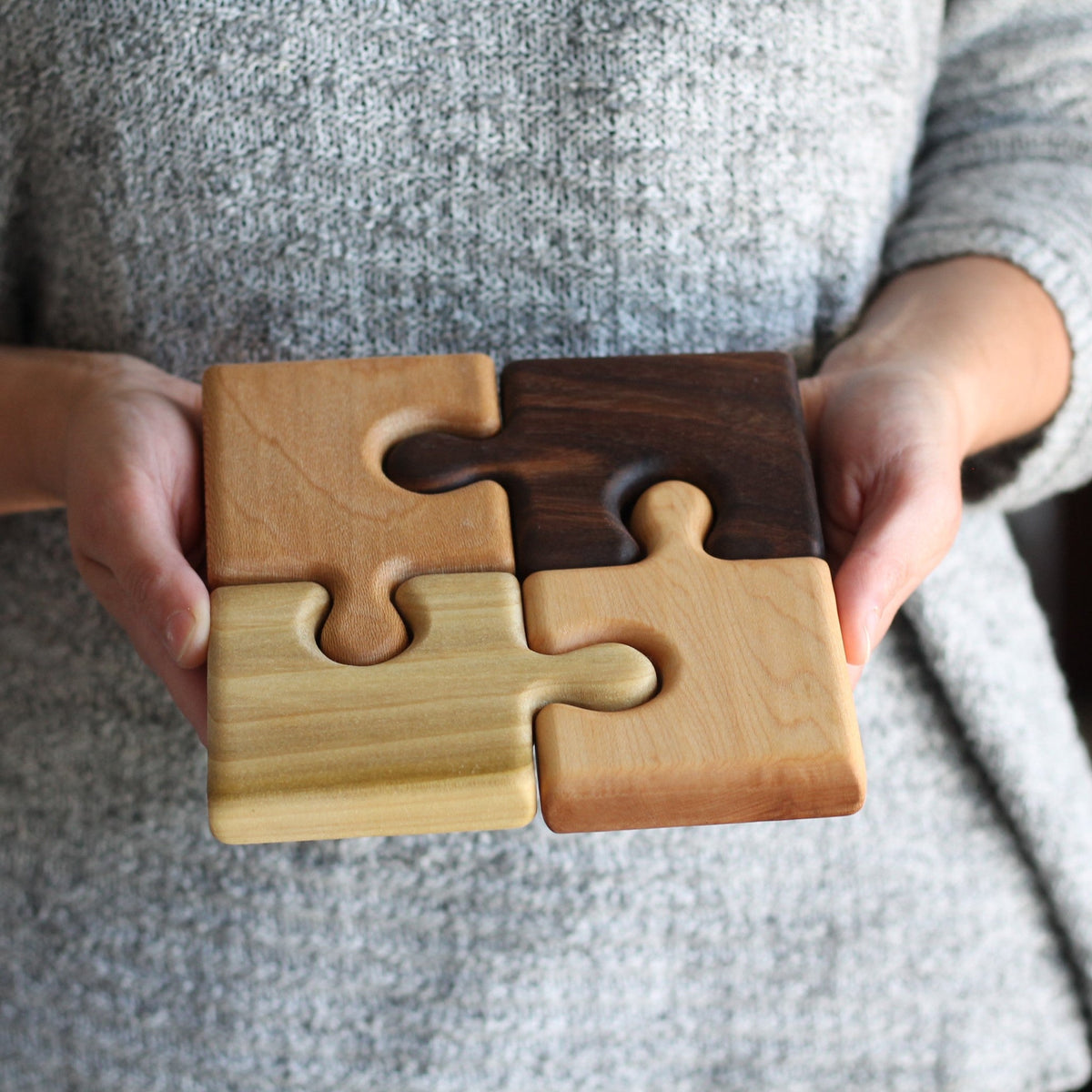 Dessous de plat puzzle en bois fait main