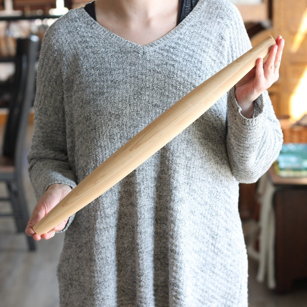 Rouleau à pâtisserie français en bois massif fait à la main
