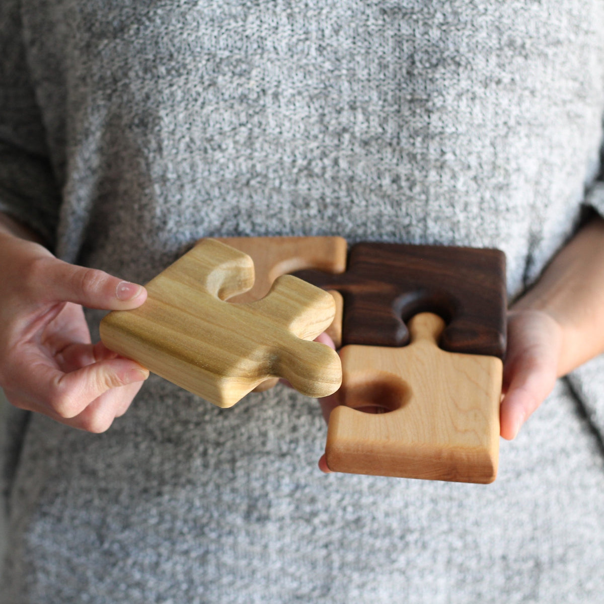 Dessous de plat puzzle en bois fait main