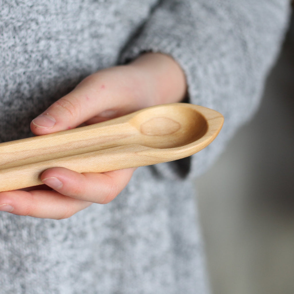 Cuillère de dégustation courte en bois faite à la main